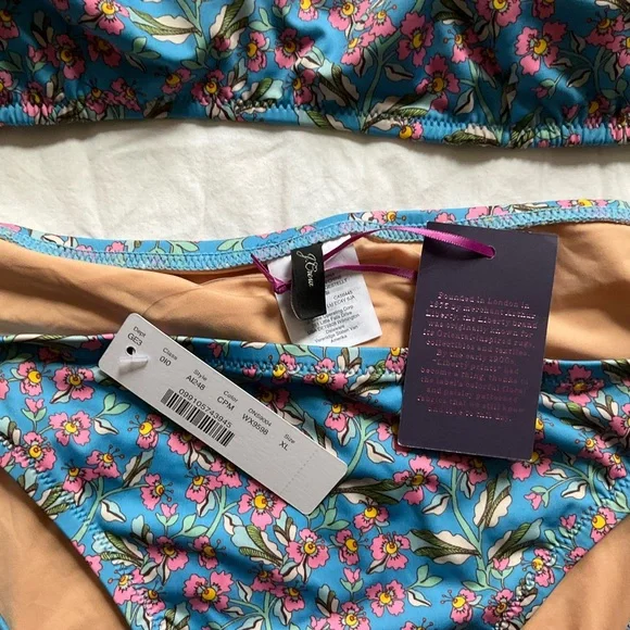 Liberty Teal Floral Bikini Set J Crew - Picture 3 of 3